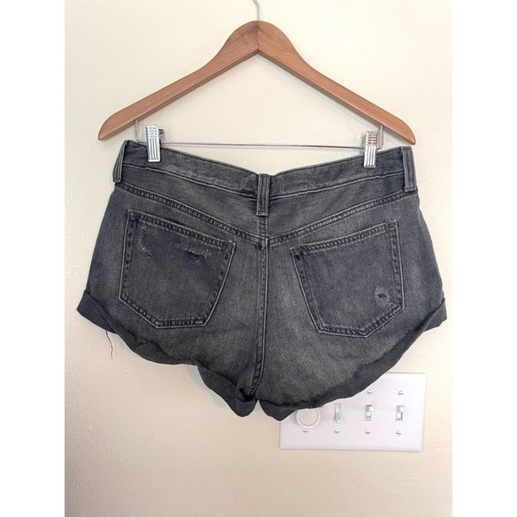 Free People We the Free Shorts Womens 28 Distressed Jean Button Fly Cuffed Gray - Picture 5 of 14